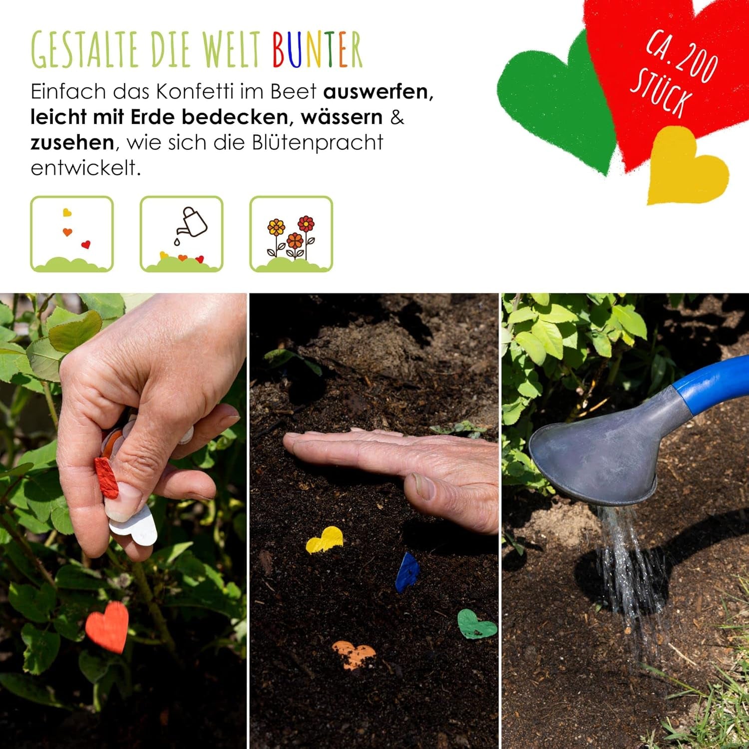 Blühendes Saatgut Konfetti Für Bunte Wildblumen - Farbenfrohes Blumenkonfetti Aus 100% Biologisch Abbaubarem Samenpapier (Ca. 600X Stück)