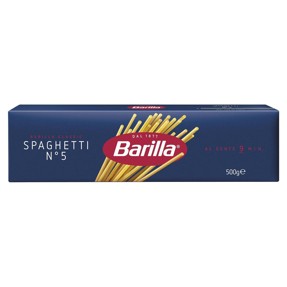 Barilla Pasta Klassische Spaghetti n.5 aus hochwertigem Hartweizen immer al dente, (1 x 500 g), geschmacklos