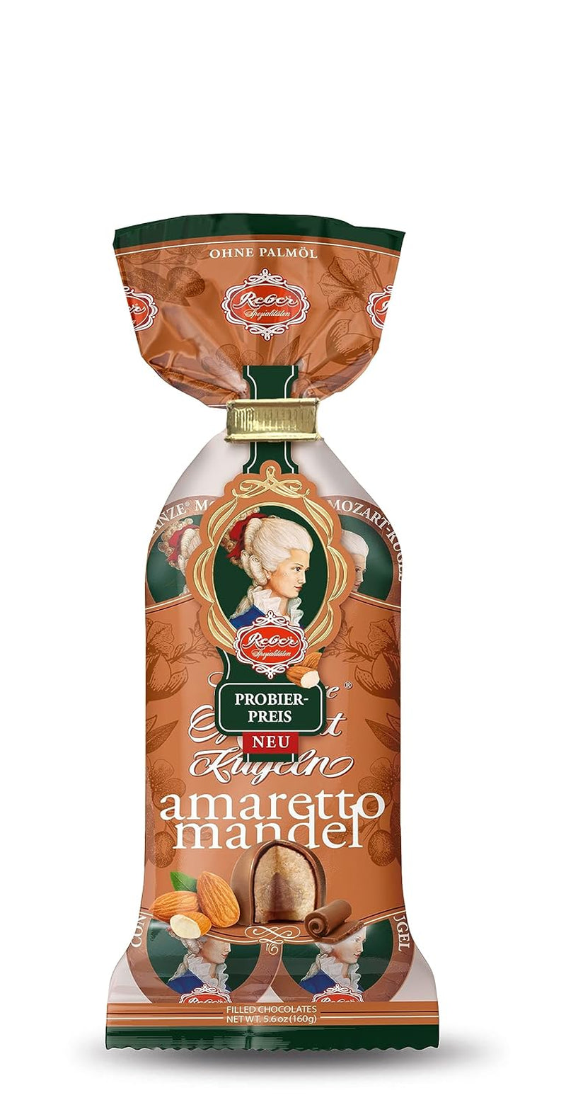 Bile Reber Mozart cu ciocolată neagră, pachet de 6 cu marțipan și nuga, vegane - 1 x 120 g