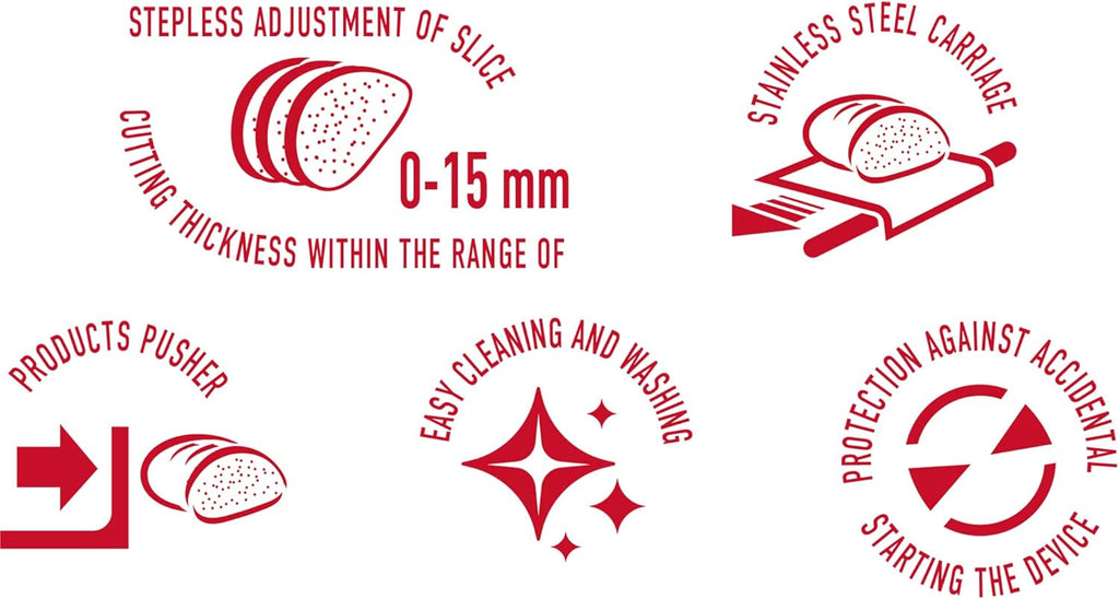 MPM MKR-05 Feliator electric universal, grosime de tăiere reglabilă până la 15 mm, 150 W Rasnite si Feliatoare Naty Shop