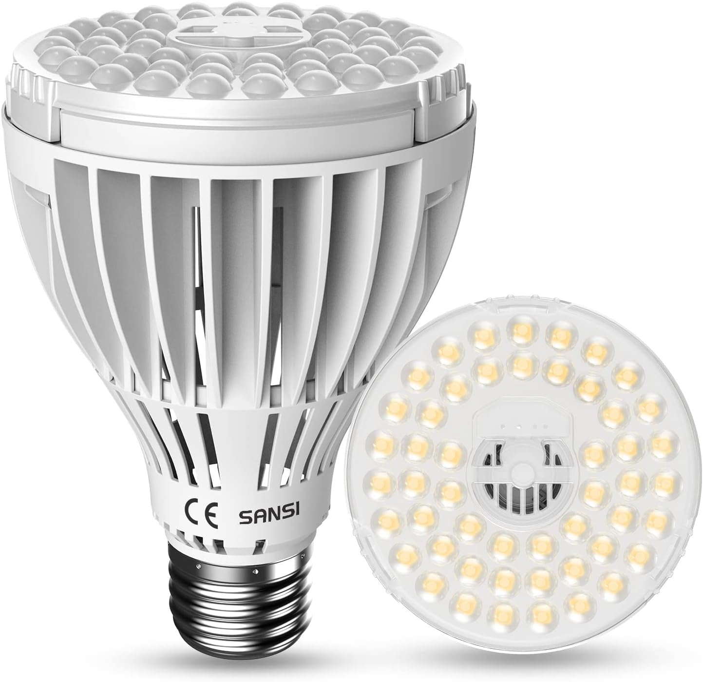 SANSI Lampă LED cu spectru complet de 30W pentru plante de interior, echivalent 250W, lampă de creștere E27 cu PPFD ridicat, lampă de creștere 4000K 660nm cu unghi de fascicul de 60° pentru răsaduri, legume, flori, hidroponie