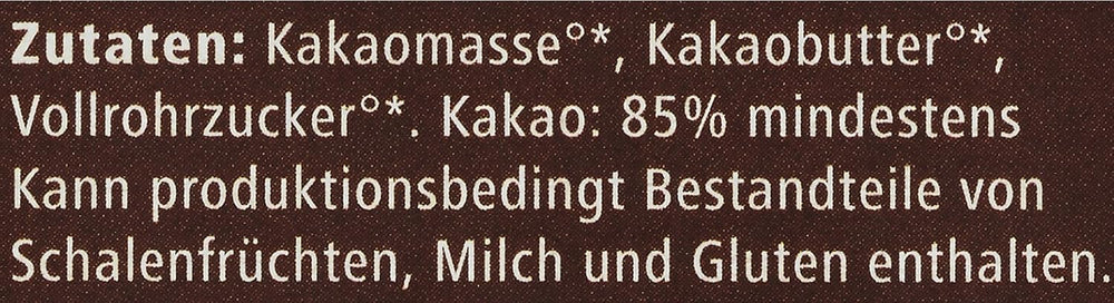 Bitter Grand Noir organic, 85%, 100g