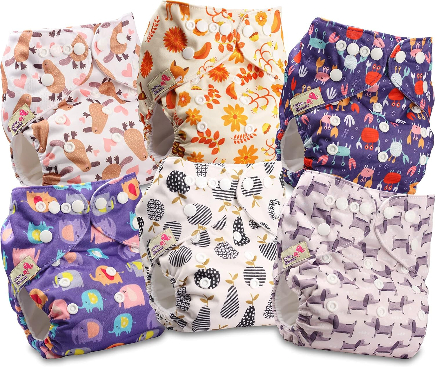 Scutec reutilizabil Littles and Bloomz FLP2-0406, cu capsă standard, 4 scutece