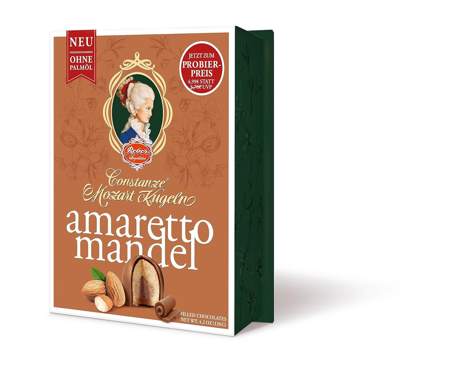 Bile Reber Mozart cu ciocolată neagră, pachet de 6 cu marțipan și nuga, vegane - 1 x 120 g