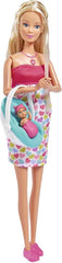 Simba 105733480 - Steffi Love Babyglück, Schwangere Puppe mit Baby und tollen Sounds, Babyzubehör und Babyschale
