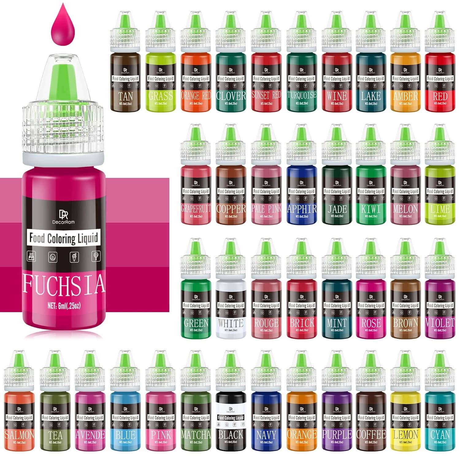 Colorant alimentar lichid, 10 ml Naty Shop 6 ml (set 40 bucati)