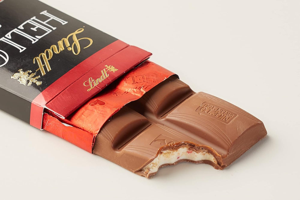 Lindt HELLO Cheesecake cu căpșuni și ciocolată | Baton 100g | Ciocolată cu lapte cu umplutură de cremă de quark cu căpșuni | Baton de ciocolată | Cadou de ciocolată (Pachet de 5)