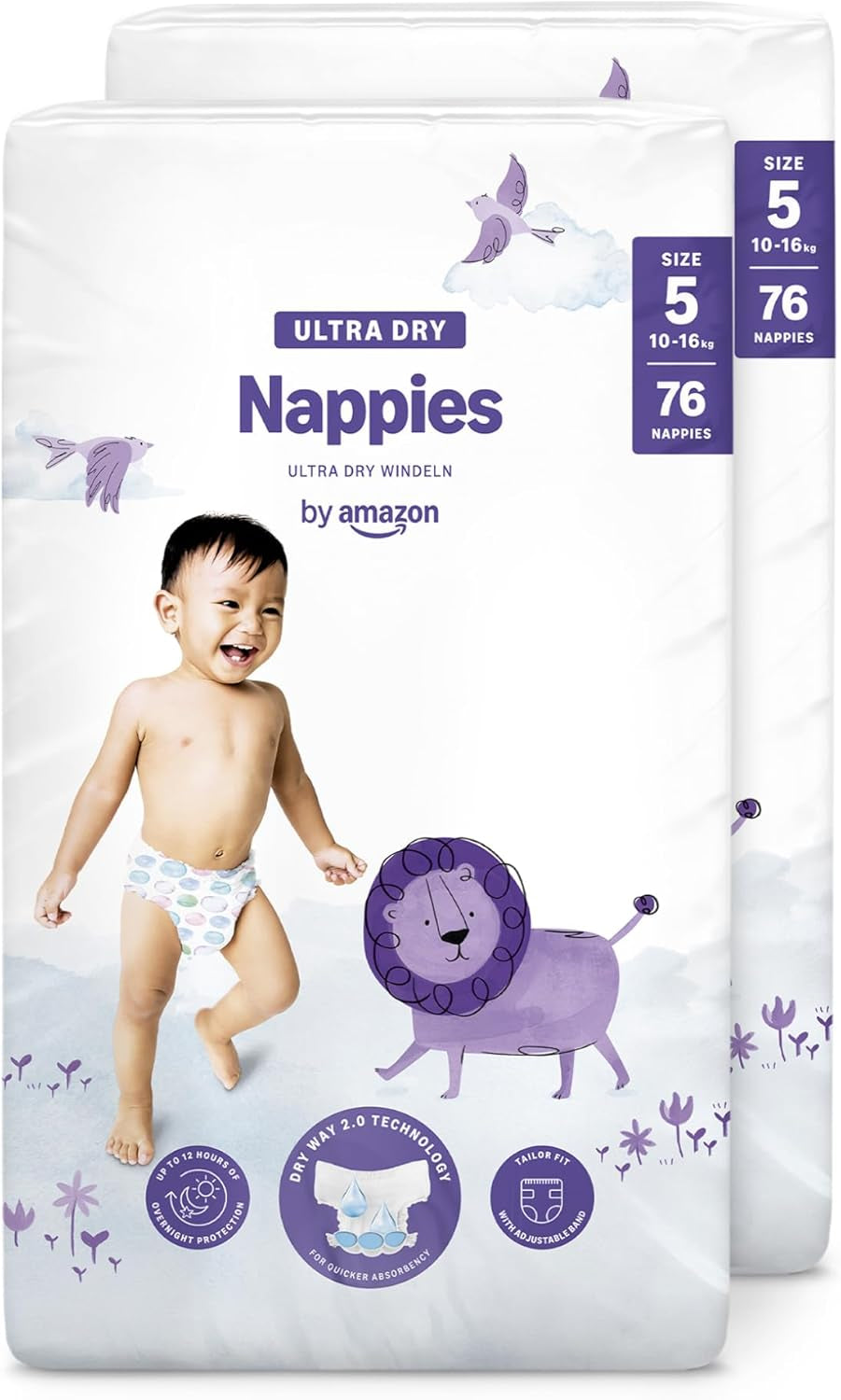Scutece Ultra Dry de la Amazon, mărimea 3 (4-9 kg) - Cutie lunară, alb, 172 bucăți (2 pachete a câte 86) (Anterior sub marca Mama Bear, produs identic)