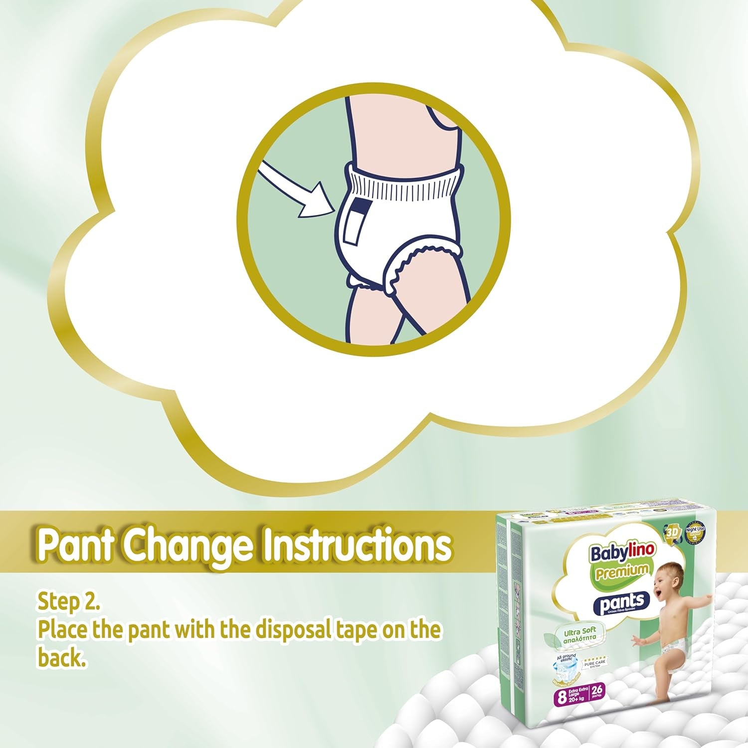 Pantaloni Premium Mărimea 8 cu Filtru Ultra-Moale, XXL (20+ kg), 104 bucăți