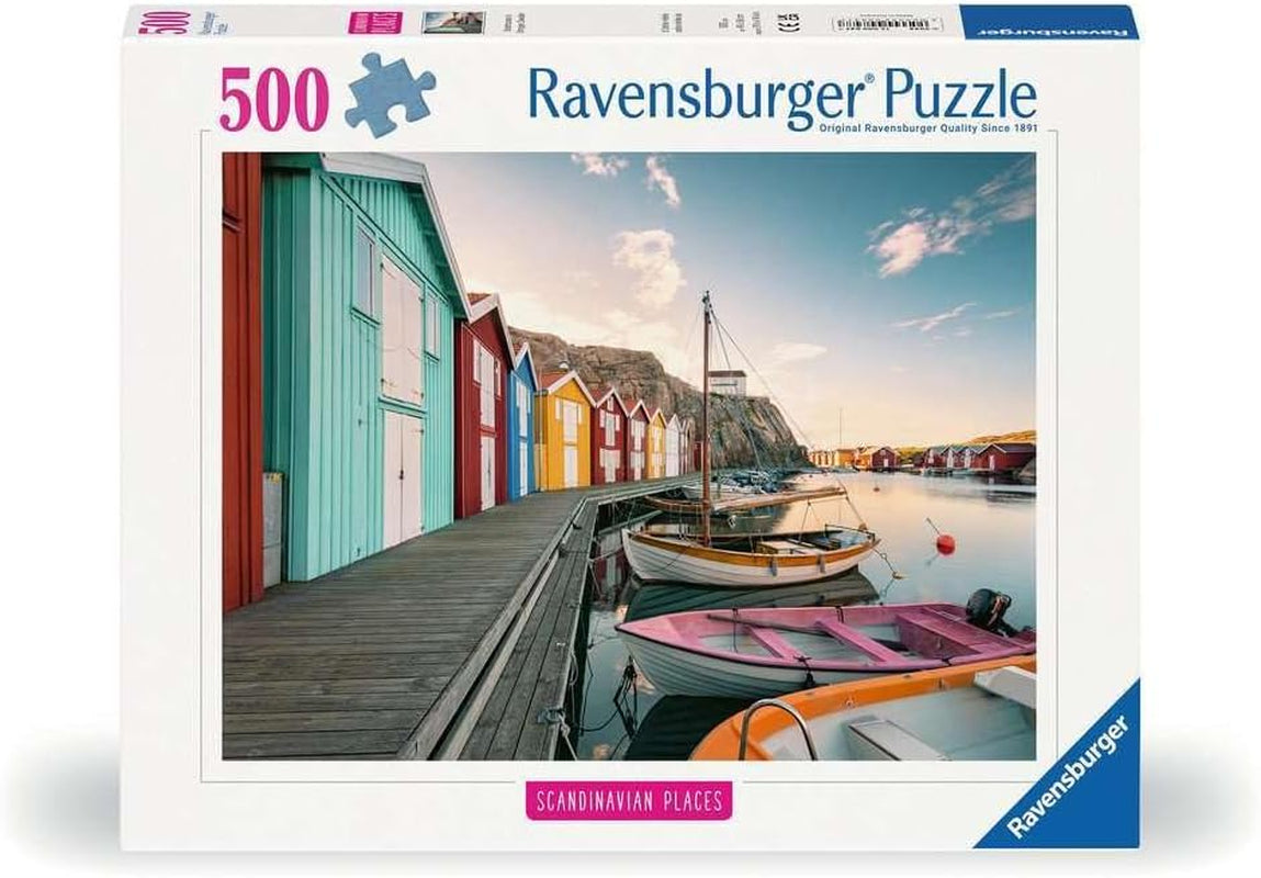 Ravensburger Puzzle 12000847, Locuri scandinave - Boathouses în Smøgen, Suedia - puzzle jigsaw de 500 de piese pentru adulți și copii de peste 12 ani Puzzle Naty Shop Titlu implicit