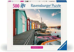 Ravensburger Puzzle 12000847, Locuri scandinave - Boathouses în Smøgen, Suedia - puzzle jigsaw de 500 de piese pentru adulți și copii de peste 12 ani Puzzle Naty Shop Titlu implicit
