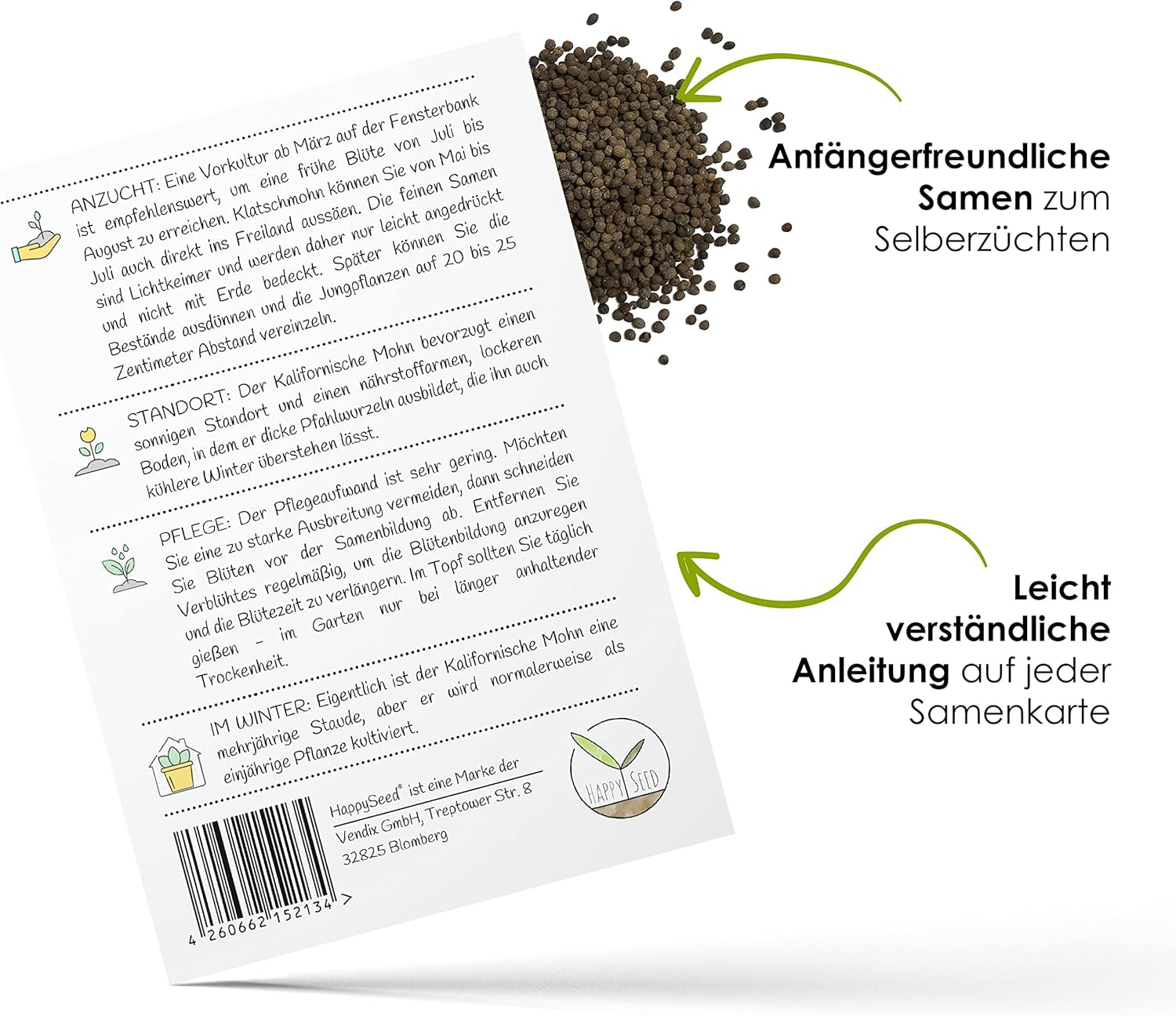 Amestec de semințe de mac californian (Eschscholzia californica) - Maci cu înflorire frumoasă, cu o perioadă lungă de înflorire, pentru o pajiște cu flori colorate (Mac californian)