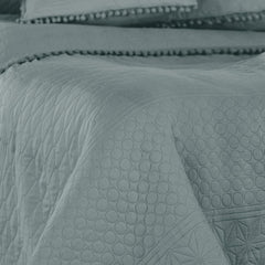 Ameliahome Cuvertură de pat cu pompoane 220X240 Cm Cuvertură de pat cu două fețe Ultrasonic Quilting Poliester Meadore Grey Paturi si Cuverturi Besuche den AmeliaHome-Store