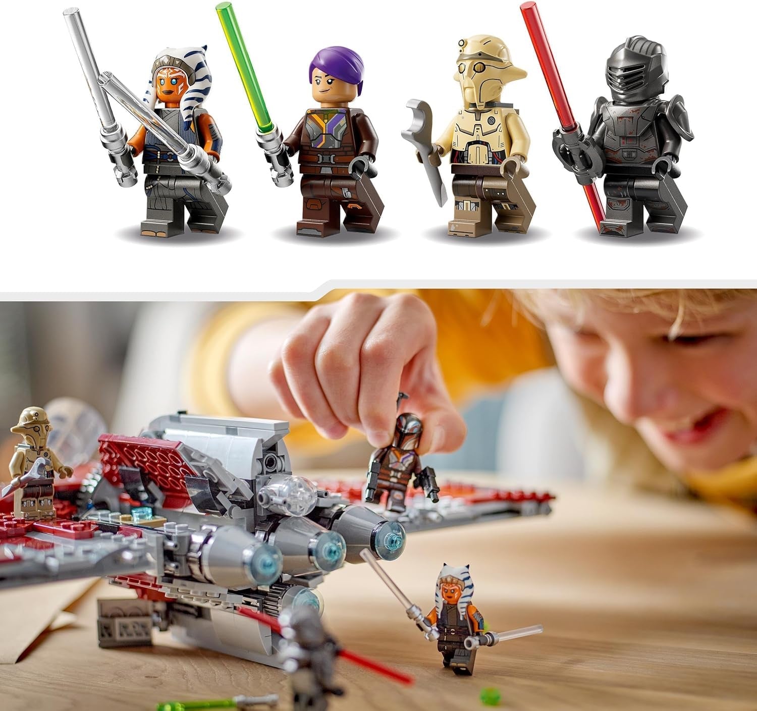 LEGO Star Wars Ahsoka Tano's T-6 Jedi Shuttle Set, Jucărie navă spațială construibilă cu 4 minifigurine, inclusiv Sabine Wren și Marrok cu săbii laser, cadou pentru fanii seriei Ahsoka 75362 Seturi de constructie Besuche den LEGO-Store