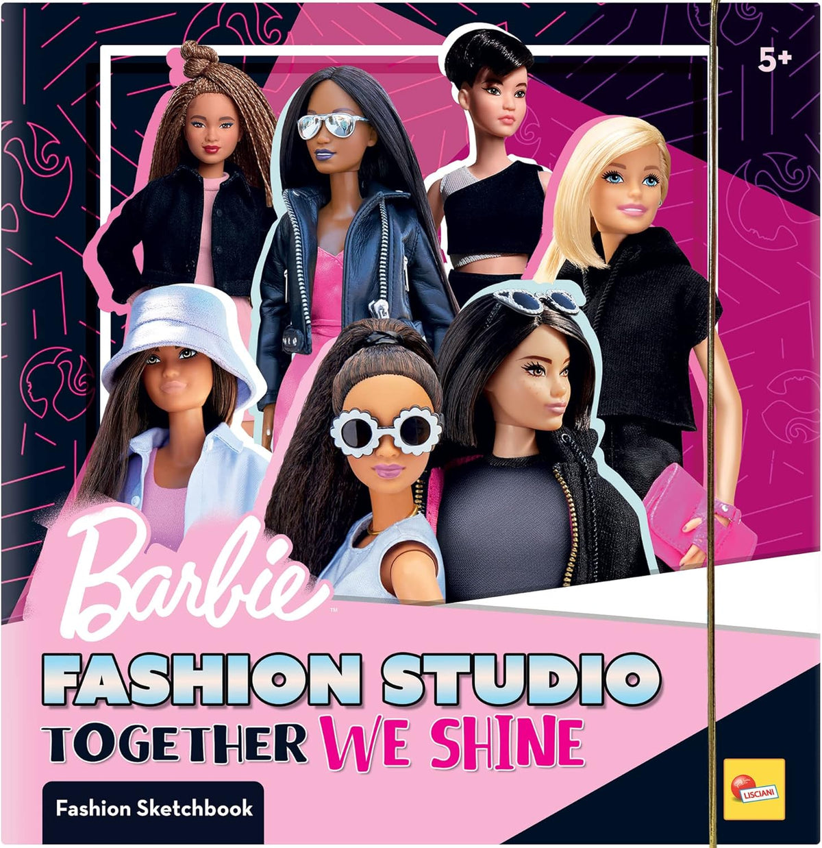 Lisciani - BARBIE - Skizzenbuch Set Wir Glänzen - Modestudio - Models zum Anziehen - Kreatives Spiel - Supermodische Kleidung - Farbmarker - Für Mädchen ab 4 Jahren