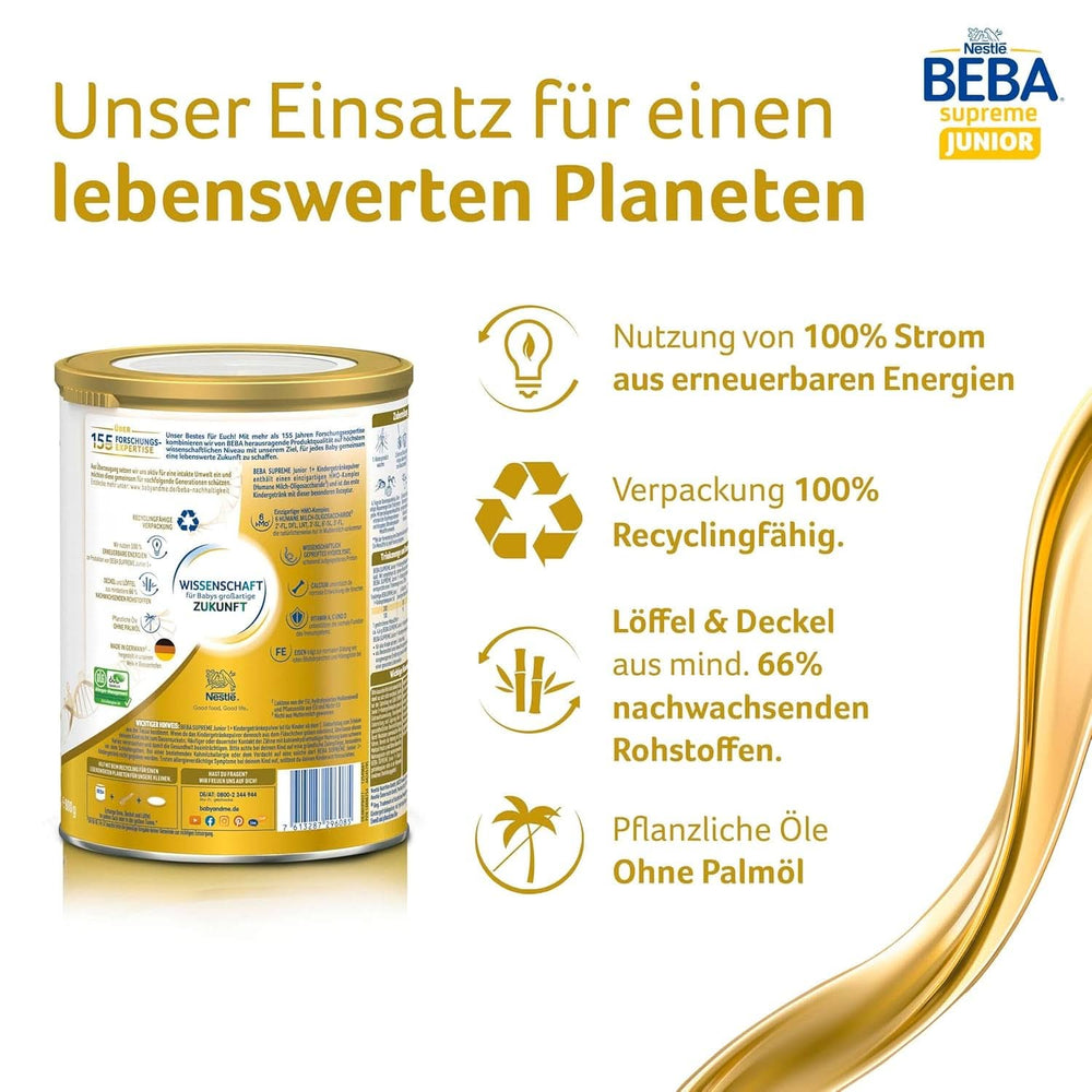 Băutură pentru copii BEBA SUPREME Junior 1+ de la 1 ani, mâncare pentru copii cu complex 6 HMO, numai lactoză, fără ulei de palmier, pachet 6 (6 x 800 g) Mama si Copilul Naty Shop