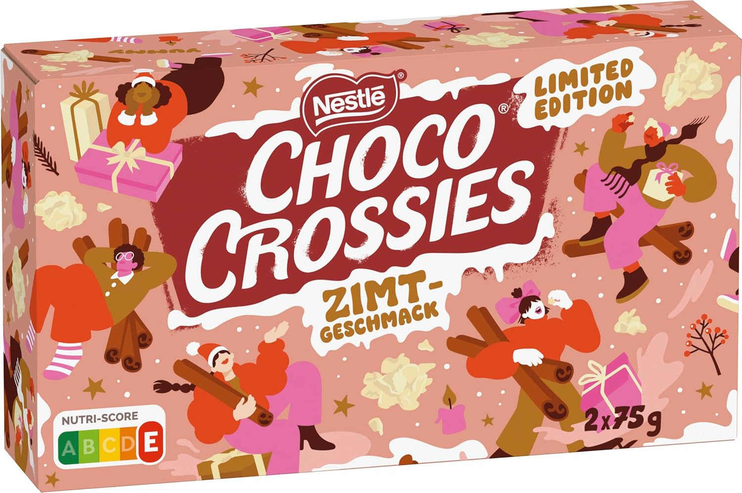 Scorțișoară Nestlé, fulgi ușori și crocanți și migdale crocante, acoperite cu o glazură albă care se topește în gură și aromă de scorțișoară, 1 pachet (2 x 75g)