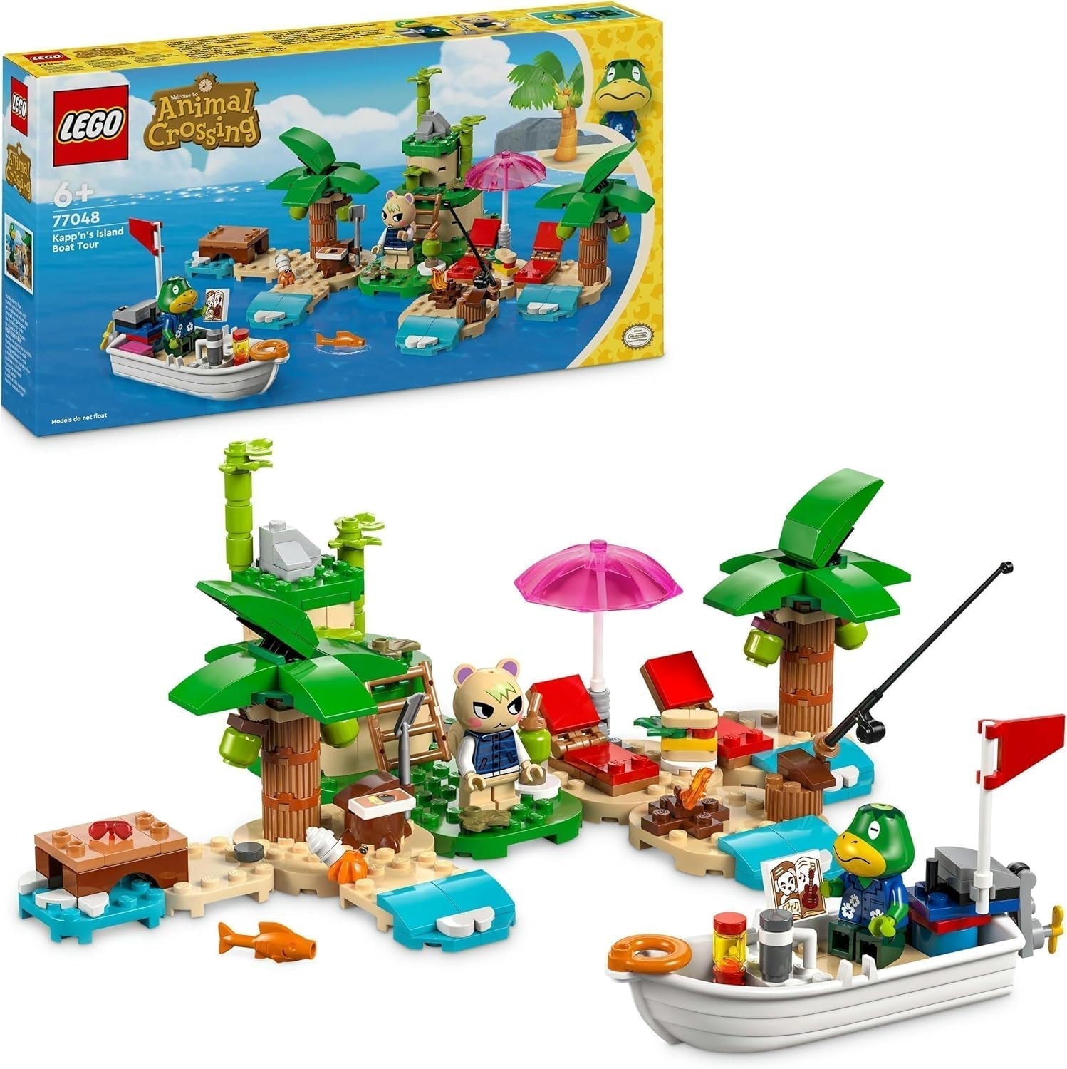 LEGO Animal Crossing Käptens Island Boat Tour, jucărie creativă pentru copii cu 2 minifigurine din seria de jocuri video, inclusiv Huschke, cadou pentru fete și băieți de la 6 ani 77048 Seturi de constructie Besuche den LEGO-Store Singur