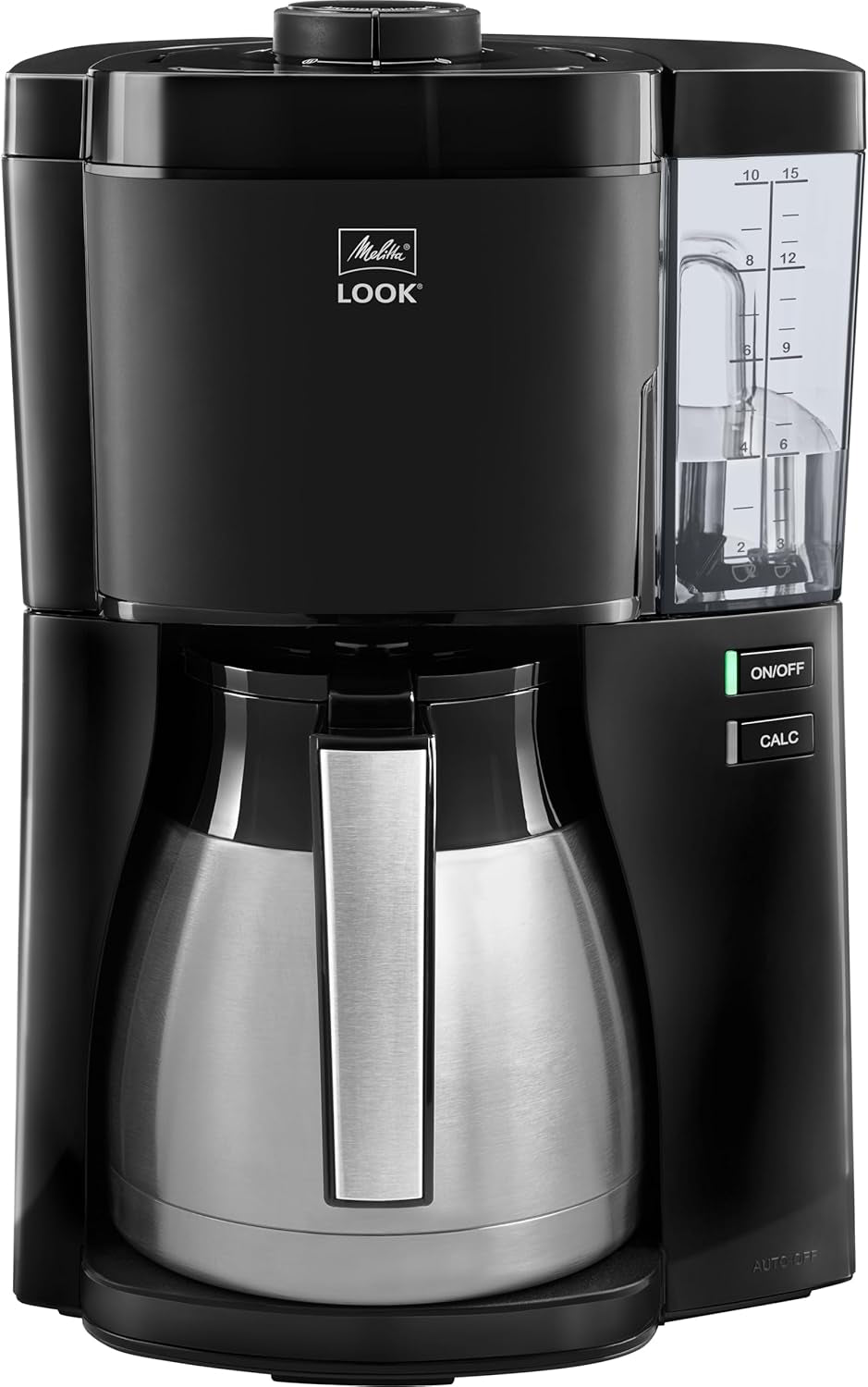 Melitta Look Therm – Espressor cu filtru, carafă termică și rezervor de apă detașabil, pentru până la 10 cești de cafea, negru