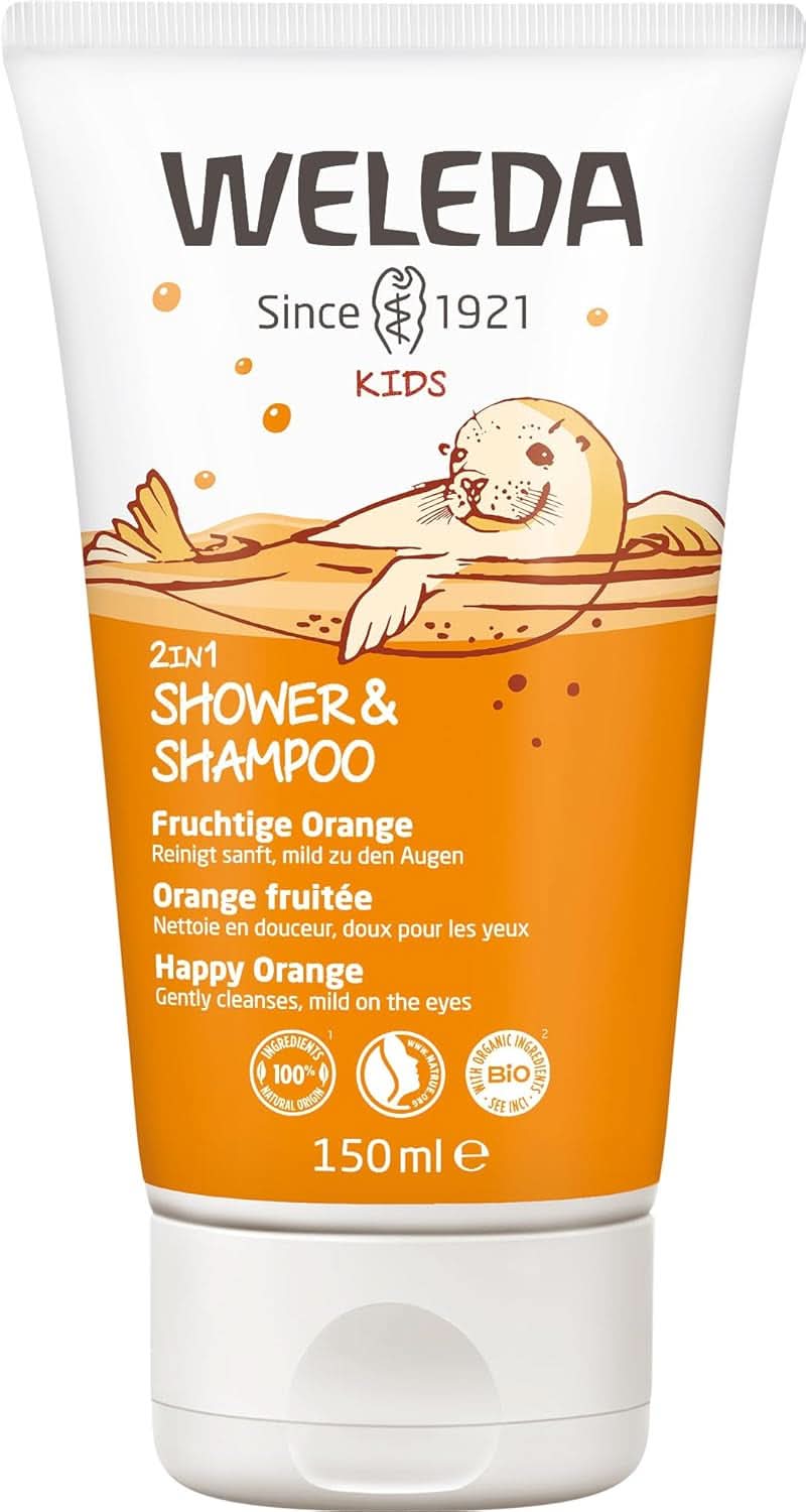 WELEDA Bio Kids 2-in-1 Șampon si Gel de duș, portocală, potrivit pentru copiii cu vârsta de la trei ani (1 x 150 ml) Mama si Copilul Naty Shop