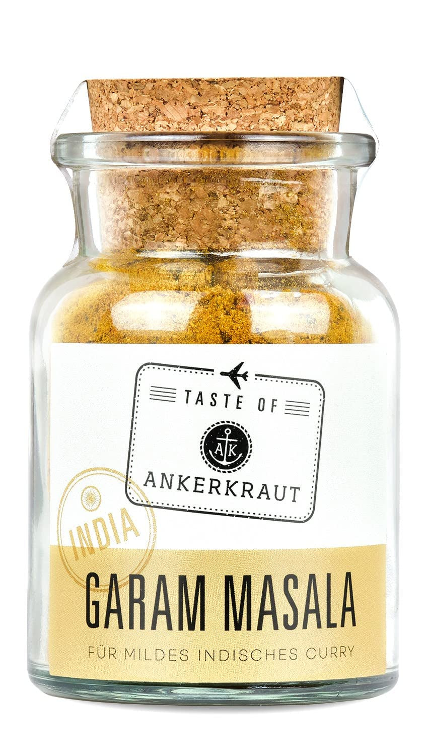 Ankerkraut Garam Masala, Gewürz für indisches Gericht, Leckeres Curry mit Fleisch würzen, Taste of Indien, 65 g im Korkenglas