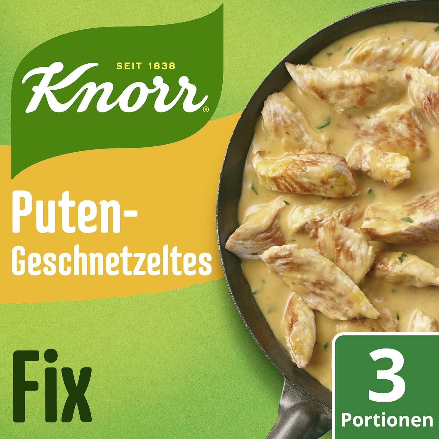 Knorr Fix Puten-Geschnetzeltes für ein leckeres Fleischgericht ohne geschmacksverstärkende Zusatzstoffe 3 Portionen