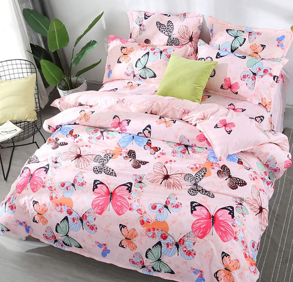 Ashanlan Mädchen Rosa Bettwäsche Schmetterling 135 X 200 Kinderbettwäsche Pink Bunt Butterfly 100% Mikrofaser Kinder Bettbezug Mit Kissenbezug 80X80 Naty Shop Schmetterling 135X200 + 80X80 Cm