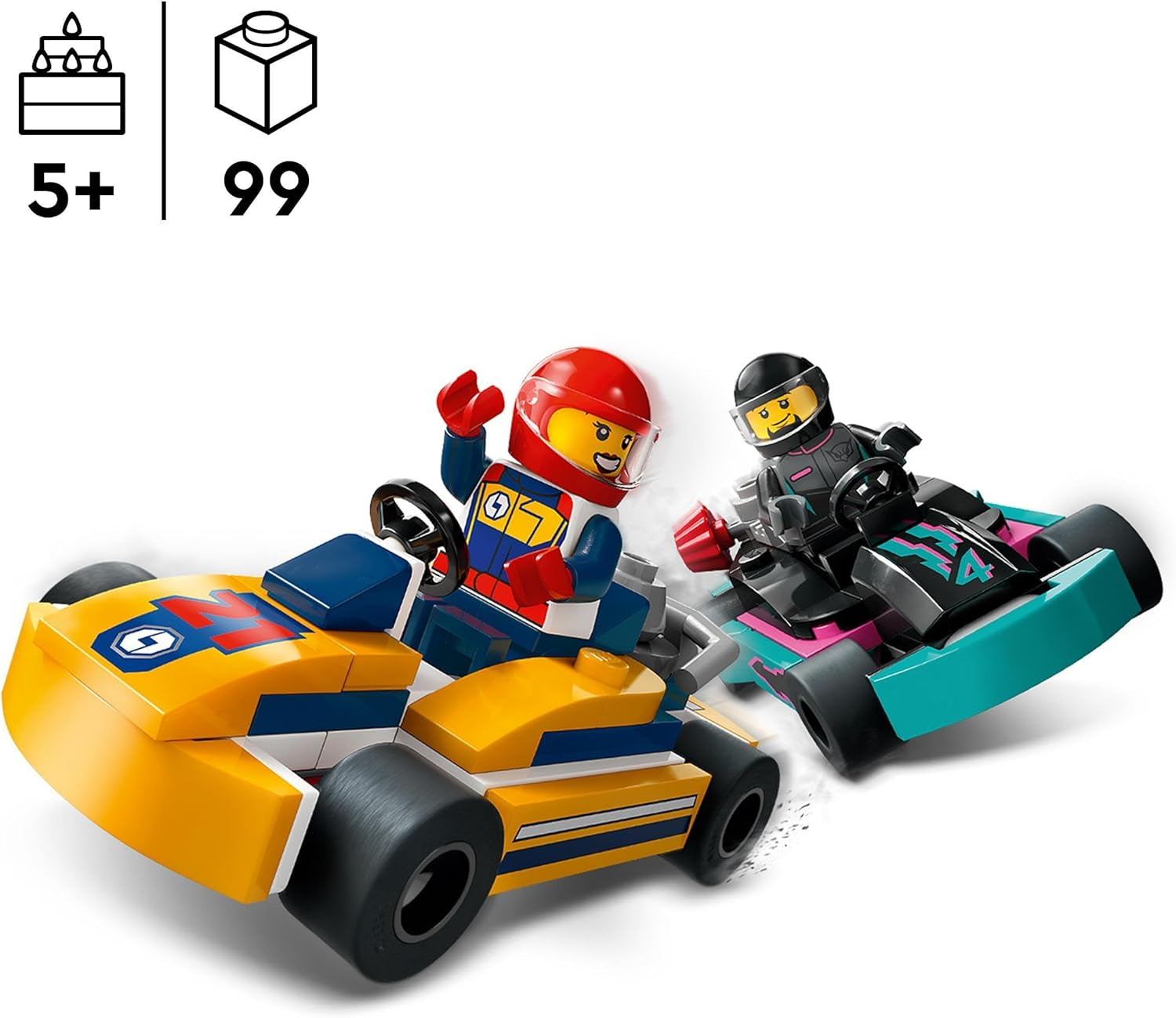 LEGO City Go-Karts cu piloți, set cu 2 minifigurine de piloți și mașini de curse, jucărie pentru mașini de la 5 ani pentru băieți și fete, cadou distractiv pentru copii 60400 Seturi de constructie Besuche den LEGO-Store