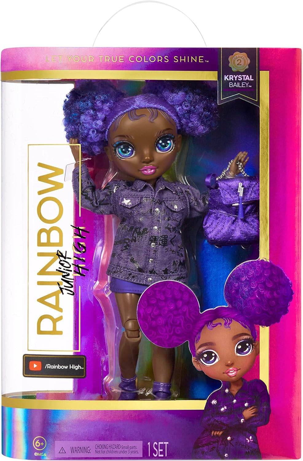 Rainbow High Junior High – KRYSTAL BAILEY – 23cm große Regenbogen-Modepuppe mit Outfit & Accessoires – Inklusive Stoffrucksack zum Öffnen und Schließen – Geschenk & Sammlerstück für Kinder ab 6 Jahren