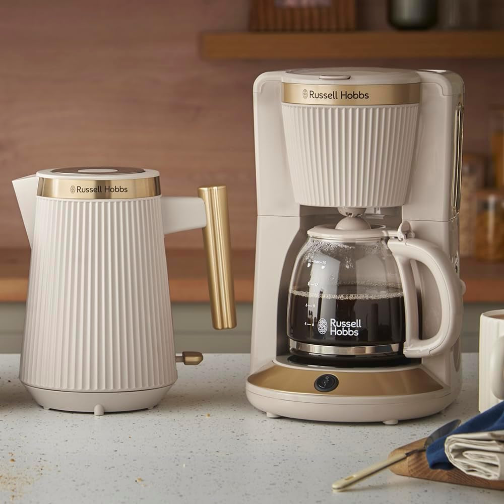 Espressor Russell Hobbs Brontë Stone cu filtru [1,25 l, 1100 W] (tehnologie de preparare WhilTech, sistem anti-picurare, placă de încălzire, carafă de sticlă, indicator al nivelului apei, funcție pauză și turnare) Espressor 26781-56