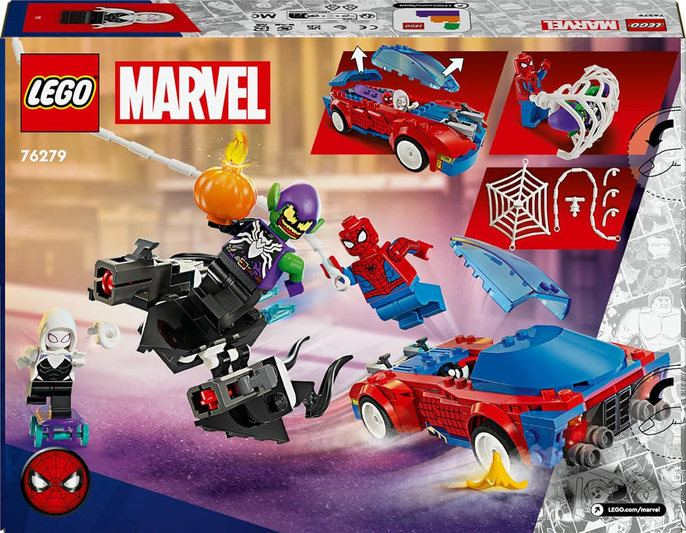 LEGO Marvel Spider-Man Race Car & Venom Green Goblin, jucărie Spidey pentru jocuri de rol cu figuri de supereroi și mașină construibilă, cadou pentru copii, băieți și fete de la 7 ani 76279 Seturi de constructie Besuche den LEGO-Store