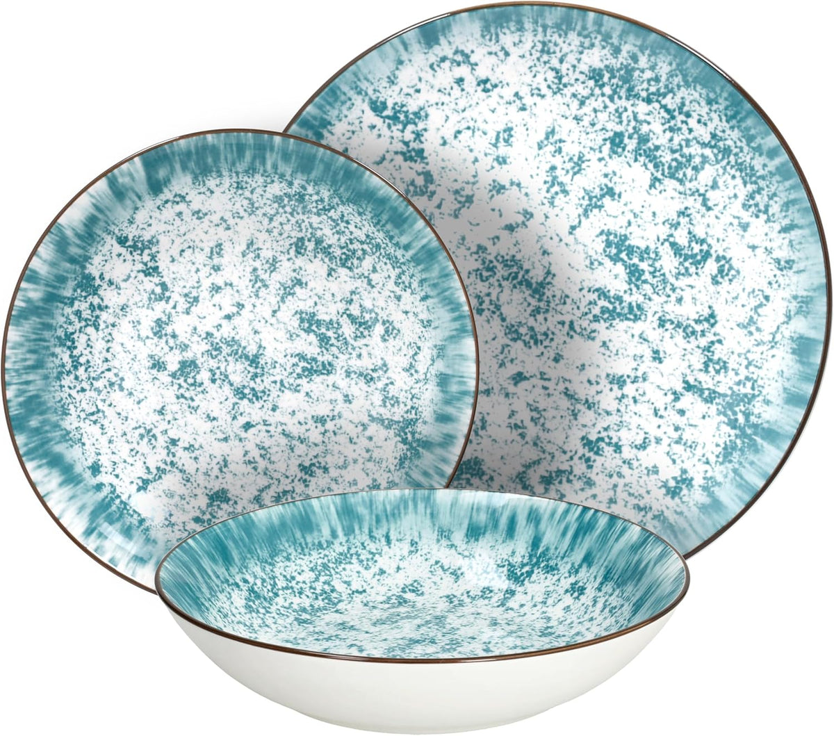 Kalos, set de veselă pentru 6 persoane, 18 piese, porțelan, albastru deschis