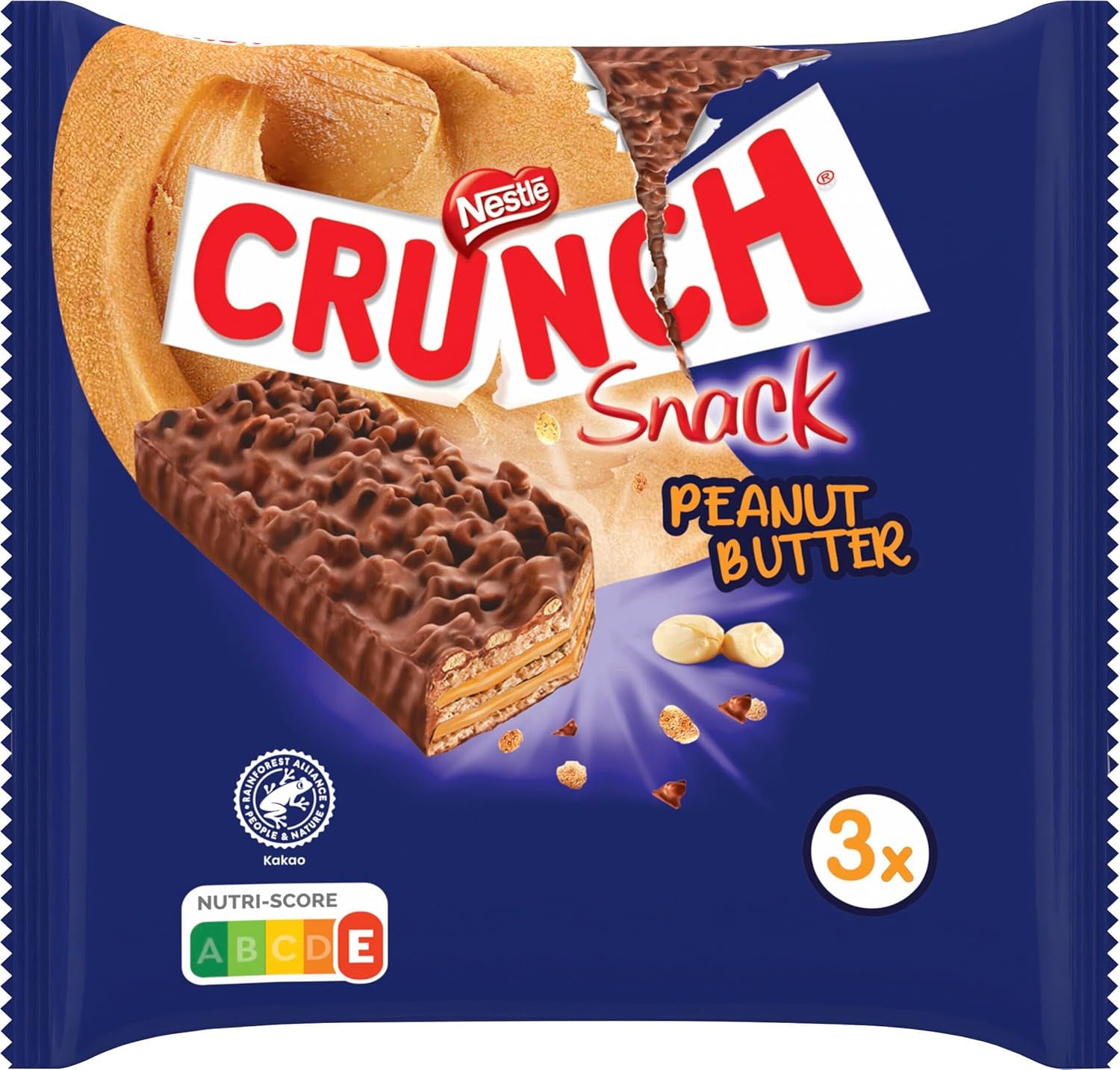 Batoane Nestlé cu unt de arahide, baton crocant de ciocolată cu unt de arahide și cereale, pachet de 9 (3 x 31g fiecare)