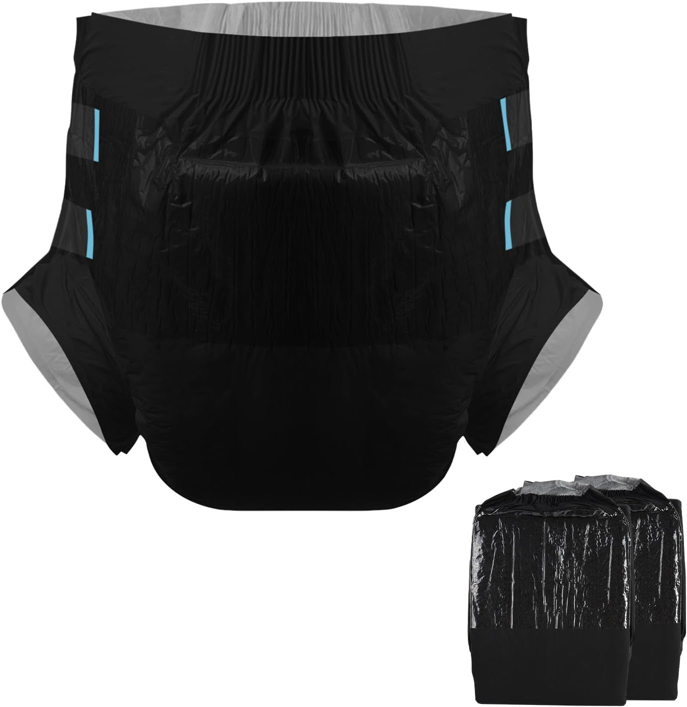 Scutece pentru adulți CutiePlusU, suprafață uscată, absorbție maximă peste noapte, scutec de incontinență de unică folosință – albastru, 2 bucăți (medii 71-96 cm)