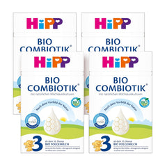 HiPP 3 Organic Combiotik (4 x 600g), lapte de continuare de la 10 luni, cu culturi naturale de acid lactic, vitaminele C și D, GOS, Omega-3 (DHA, ALA), de cea mai bună calitate organică