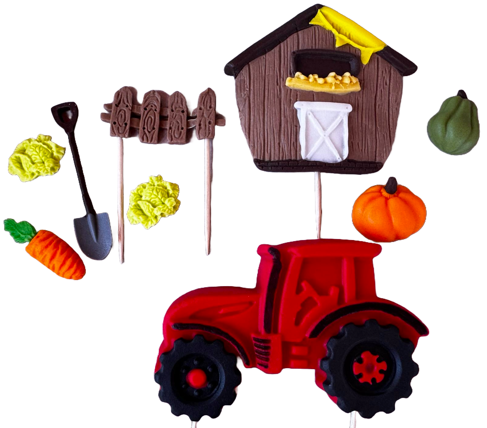 Set 9 decoratiuni comestibile din pasta de zahar, Ferma Decoratiuni din Pasta de Zahar Nati Shop