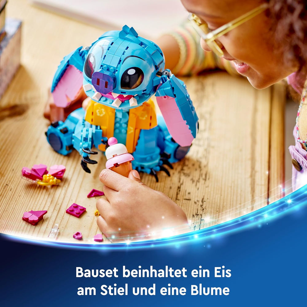 LEGO | Disney Stitch Spielzeug - Figur zum Spielen und Sammeln mit Einer Eistüte und Einer dekorativen Blume - Geschenk für Mädchen, Jungen und Lilo & Stitch Filmfans ab 9 Jahren - 43249