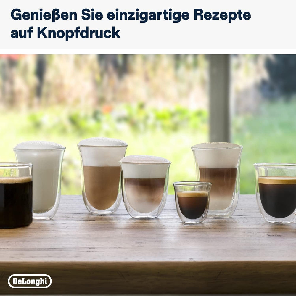 De'Longhi Dinamica Plus ECAM 370.70.B Espressor complet automat cu sistem LatteCrema Milk, Cappuccino și Espresso, ecran tactil color TFT de 3,5 inci și control prin aplicație, funcție cafetieră, negru