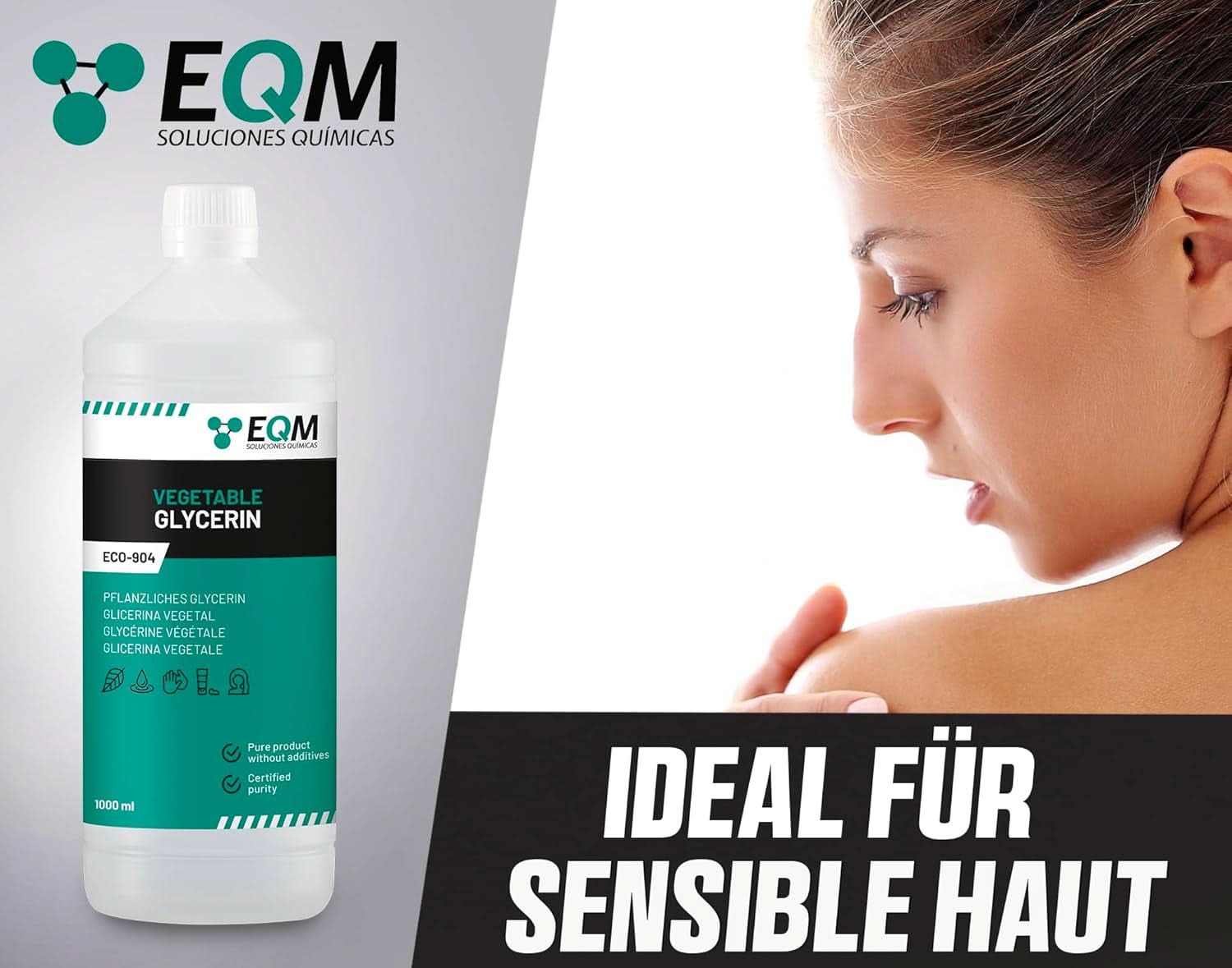 Glicerină vegetală, 100% naturală, hidratant natural pentru păr și piele, ideal pentru săpunuri, șampoane, creme, 1 litru Duș și baie Naty Shop
