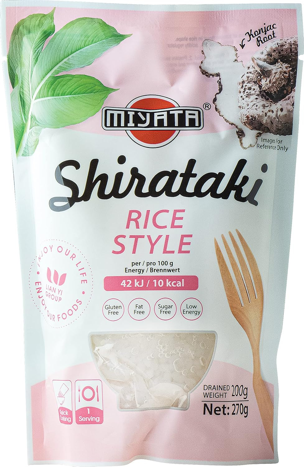 Orez Miyata în stil Shirataki, făcut din făină de konjac, 1 pachet (1 x 270 g)