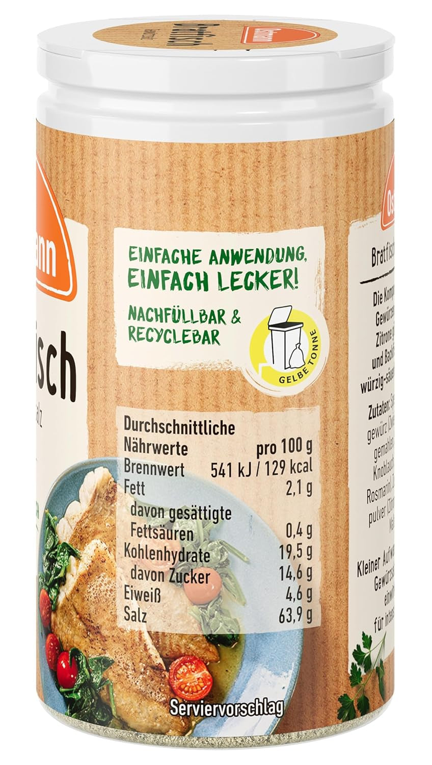 Ostmann Gewürze - Bratfisch Gewürzsalz | Nachfüllbare & recyclebare Verpackung | 50 g in der Streudose