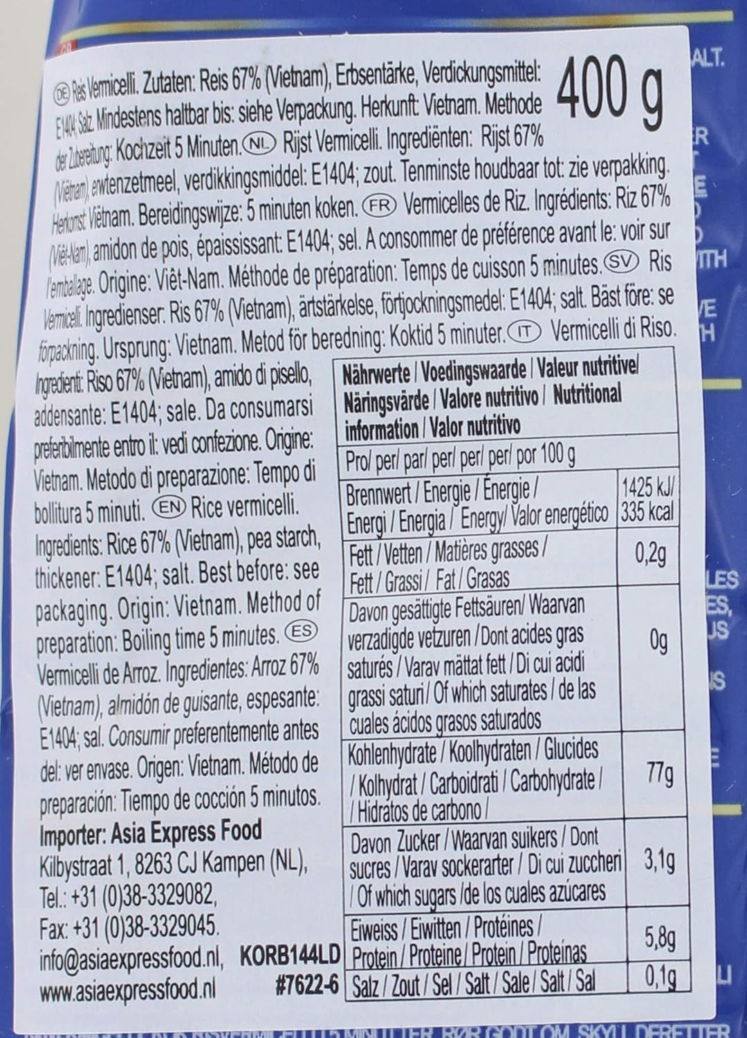 ACECOOK - SAU Vermicelli de orez - (1 X 400 GR)