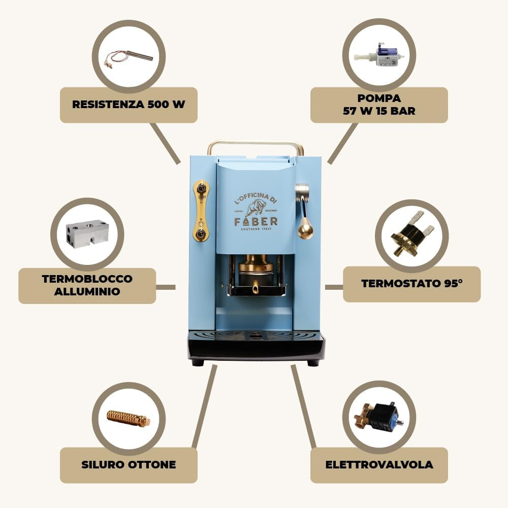 Espressor Faber Pro Deluxe din alamă cu capsule de hârtie Ese 44 mm