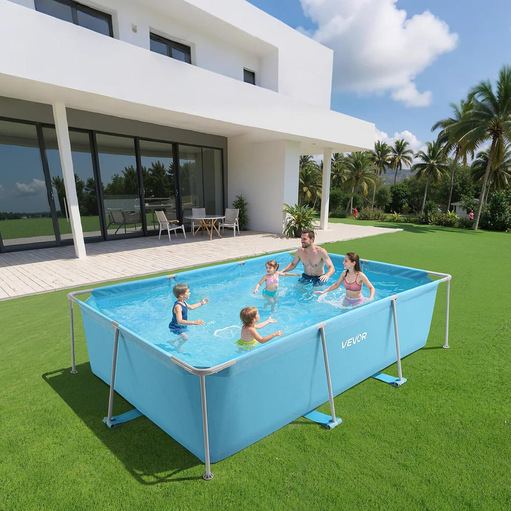 Piscină VEVOR Frame, piscină supraterană, 3000x2000x762 mm, piscină cu cadru din oțel, piscină dreptunghiulară cu cadru din oțel, piscină cu cadru pentru grădină, piscină de grădină cu o capacitate de apă de 3960 L, pentru 4-5 persoane, albastră