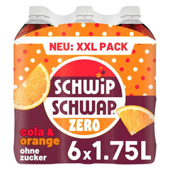 SCHWIPSCHWAP ZERO - XXL PACK - Băutură răcoritoare de cola cofeinizată cu portocale, set 6 x 1,75 litri Naty Shop
