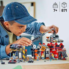 Depozit de fier vechi LEGO City cu mașini - jucărie cu presă de fier vechi și macara, 2 mașini de jucărie, 4 minifigurine muncitoare și clădire de birouri - cadouri aniversare pentru băieți și fete de la 8 ani 60472 Seturi de constructie Besuche den LEGO-Store