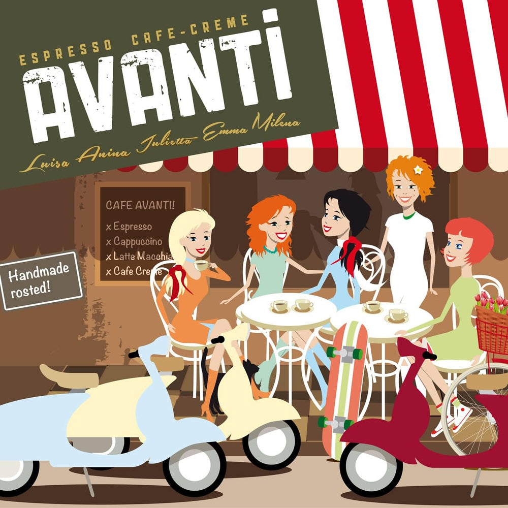 Avanti Espresso Julietta Beans, 1 pachet (1 x 1 kg) | Boabe de cafea espresso 1 kg, puternice și cu aciditate scăzută | Prăjire fină în tambur cu boabe de espresso Arabica și Robusta