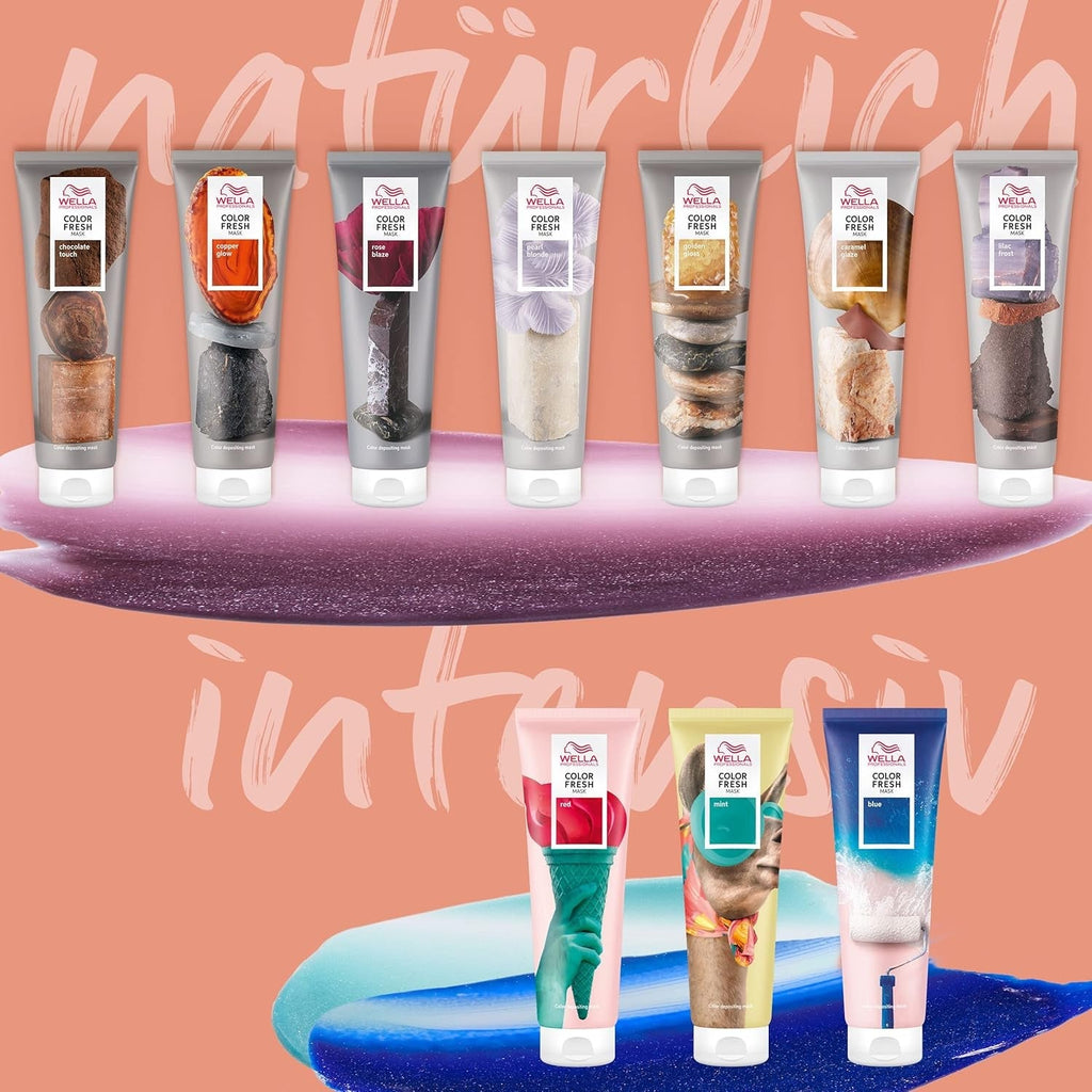 Wella Professionals Color Fresh Mask Peach Blush - tratament de păr pentru revitalizarea și schimbarea culorii părului - nuanță hrănitoare cu ulei de avocado - pentru păr blond și iluminat - 150 ml Masca de par Naty Shop