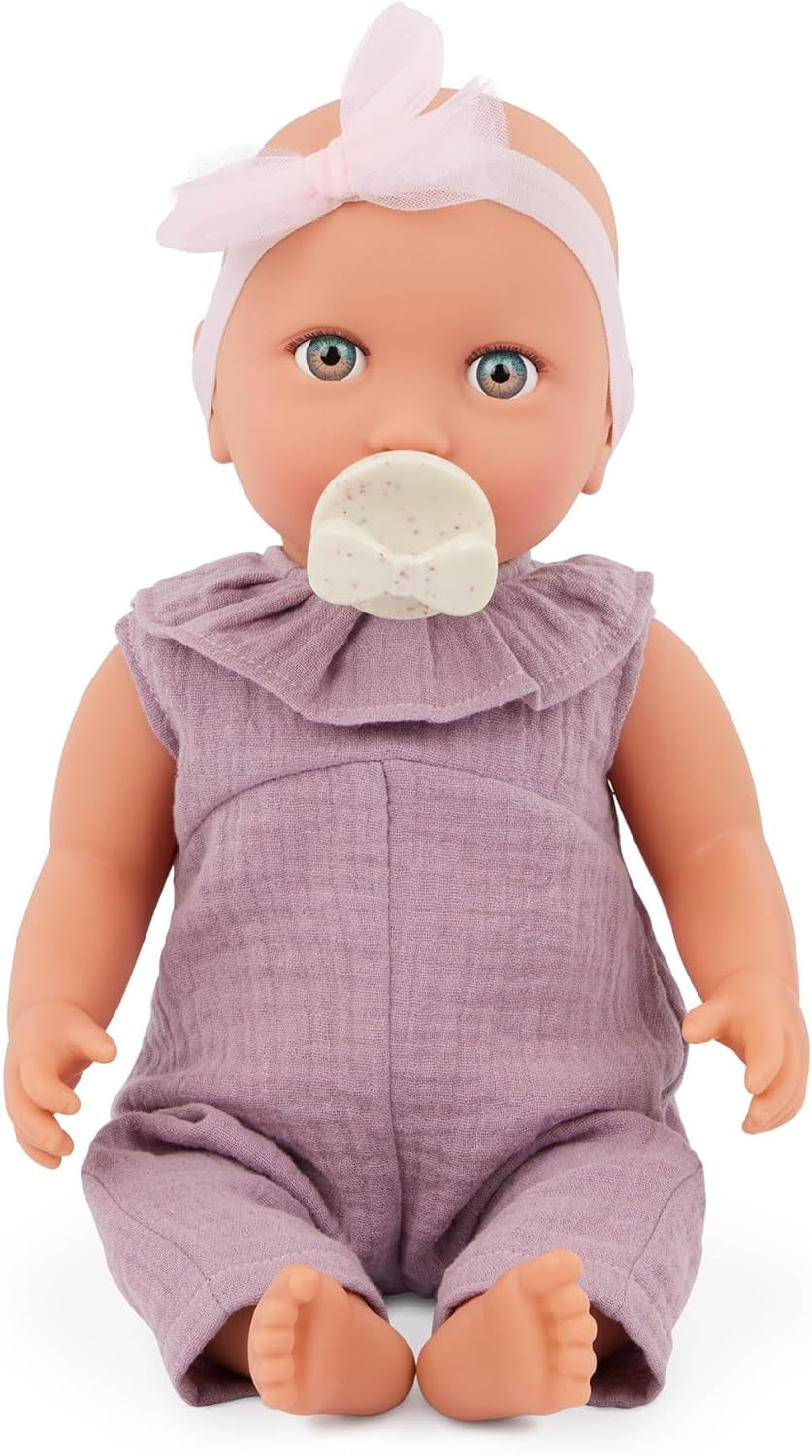 LullaBaby - Baby Puppe - Einteiler & Mütze - 36 cm Realistische Baby-Puppe - Haselnussbraune Augen & weicher Körper - Strampler & Schnuller-Zubehör - Pretend Play Spielzeug - Kinder 2 Jahre +