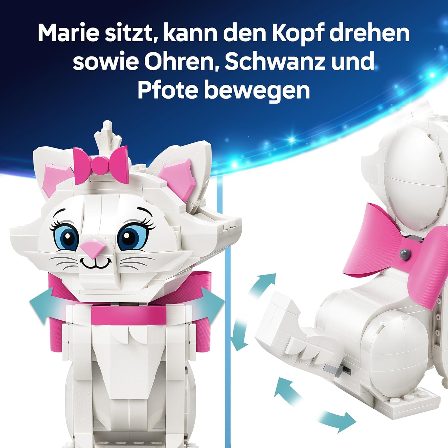 LEGO ǀ Disney Aristocats: Bezaubernde Marie - Spielzeug Katzenfigur mit Zubehör - inkl. Textilschleife - DIY Deko fürs Schlafzimmer - Geschenk für Mädchen ab 7 Jahren und Fans - 43286